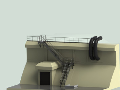 Escalier d'accès en toiture - Vue 3D
