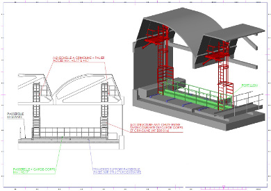 Passerelle + Echelle pour accès à une trappe de désemfumage